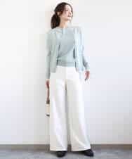 FKLGD27160 MK MICHEL KLEIN(MK ミッシェルクラン) デニムライク ストレートワイドパンツ/洗える ネイビー