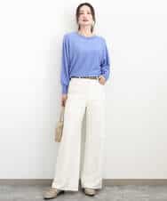 FKLGD27160 MK MICHEL KLEIN(MK ミッシェルクラン) デニムライク ストレートワイドパンツ/洗える ネイビー