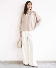 FKLGD27160 MK MICHEL KLEIN(MK ミッシェルクラン) デニムライク ストレートワイドパンツ/洗える ネイビー