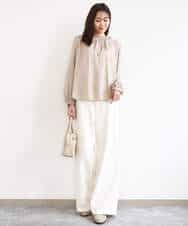 FKLGD27160 MK MICHEL KLEIN(MK ミッシェルクラン) デニムライク ストレートワイドパンツ/洗える ネイビー