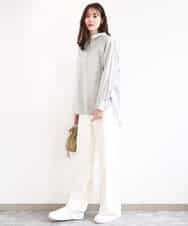 FKLGD27160 MK MICHEL KLEIN(MK ミッシェルクラン) デニムライク ストレートワイドパンツ/洗える ネイビー