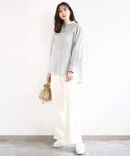 FKLGD27160 MK MICHEL KLEIN(MK ミッシェルクラン) デニムライク ストレートワイドパンツ/洗える ネイビー