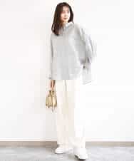 FKLGD27160 MK MICHEL KLEIN(MK ミッシェルクラン) デニムライク ストレートワイドパンツ/洗える ネイビー