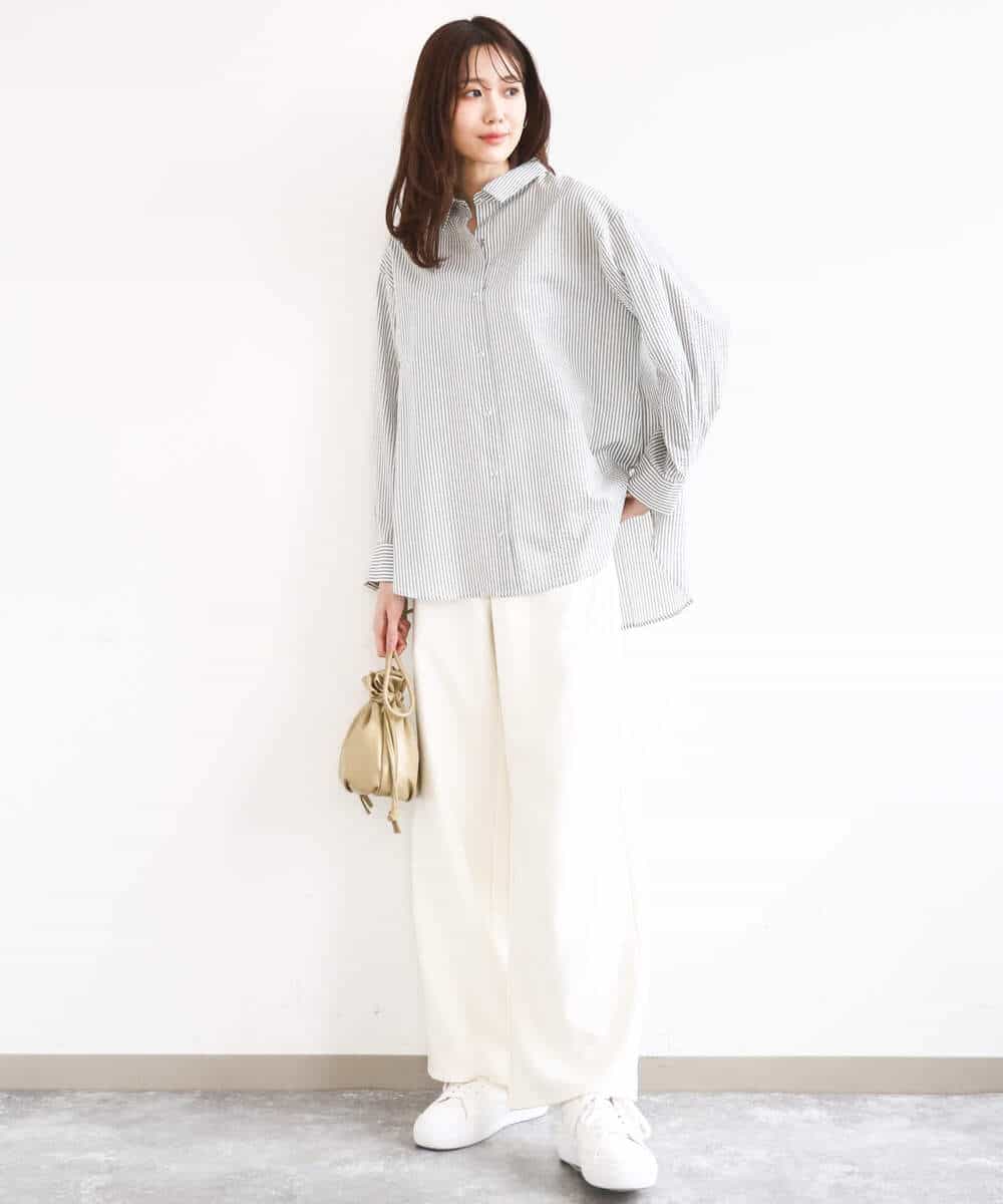 FKLGD27160 MK MICHEL KLEIN(MK ミッシェルクラン) デニムライク ストレートワイドパンツ/洗える ネイビー