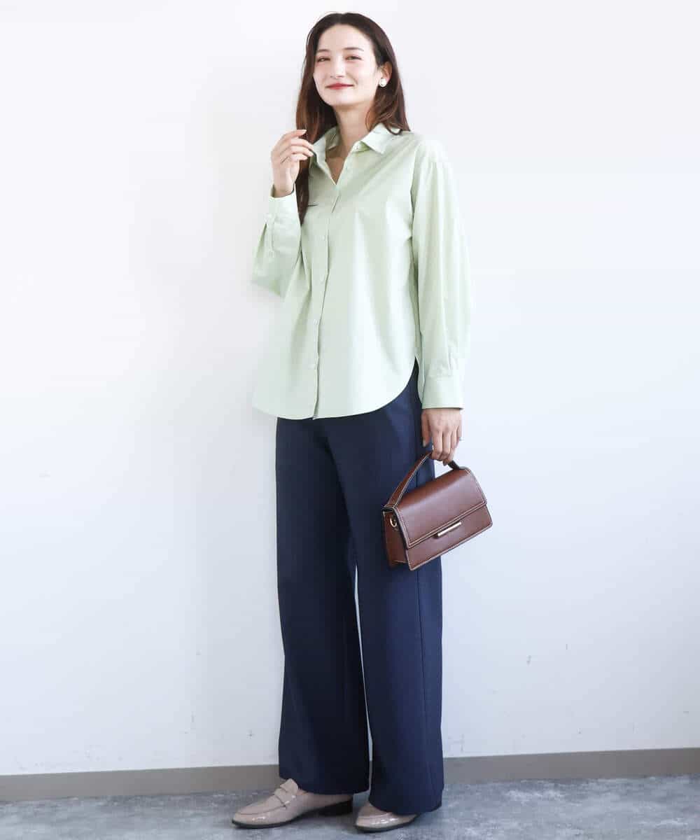 FKLGD27160 MK MICHEL KLEIN(MK ミッシェルクラン) デニムライク ストレートワイドパンツ/洗える ネイビー