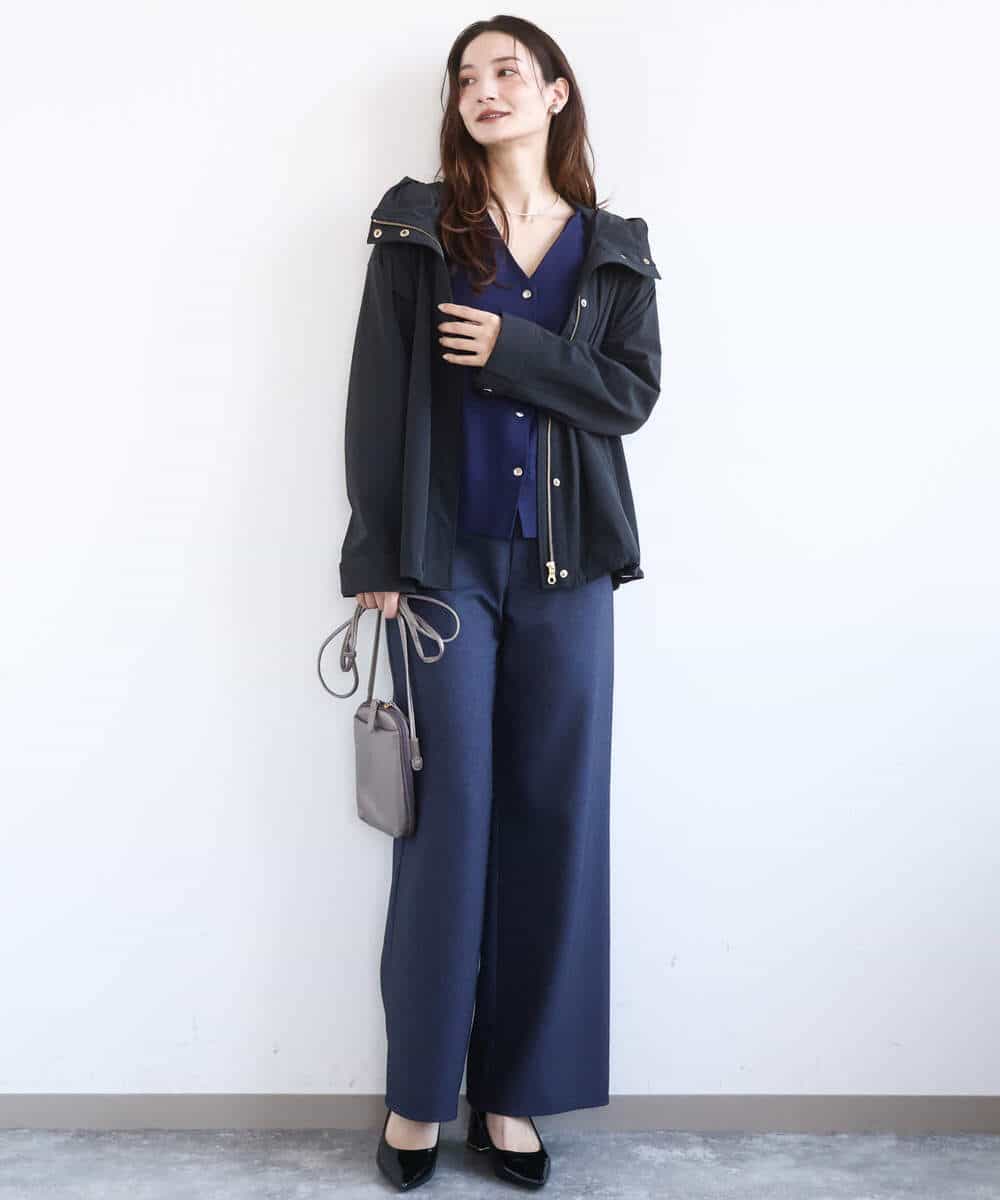 FKLGD27160 MK MICHEL KLEIN(MK ミッシェルクラン) デニムライク ストレートワイドパンツ/洗える ネイビー