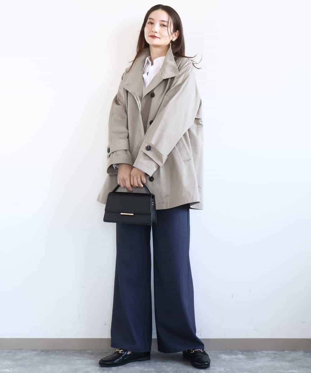 FKLGD27160 MK MICHEL KLEIN(MK ミッシェルクラン) デニムライク ストレートワイドパンツ/洗える ネイビー