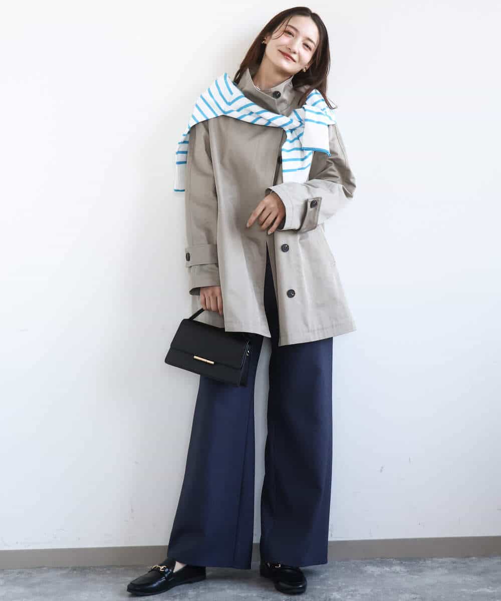 FKLGD27160 MK MICHEL KLEIN(MK ミッシェルクラン) デニムライク ストレートワイドパンツ/洗える ネイビー