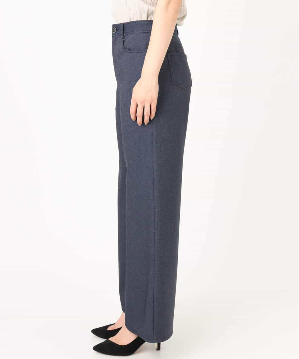 FKLGD27160 MK MICHEL KLEIN(MK ミッシェルクラン) デニムライク ストレートワイドパンツ/洗える ネイビー