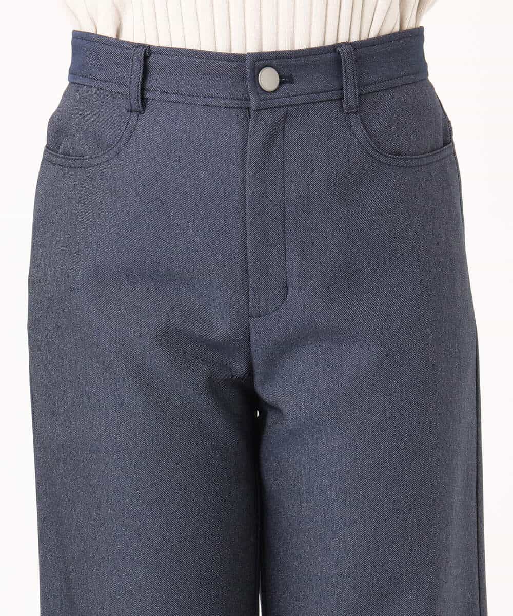 FKLGD27160 MK MICHEL KLEIN(MK ミッシェルクラン) デニムライク ストレートワイドパンツ/洗える ネイビー