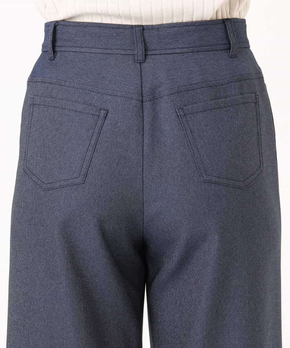 FKLGD27160 MK MICHEL KLEIN(MK ミッシェルクラン) デニムライク ストレートワイドパンツ/洗える ネイビー