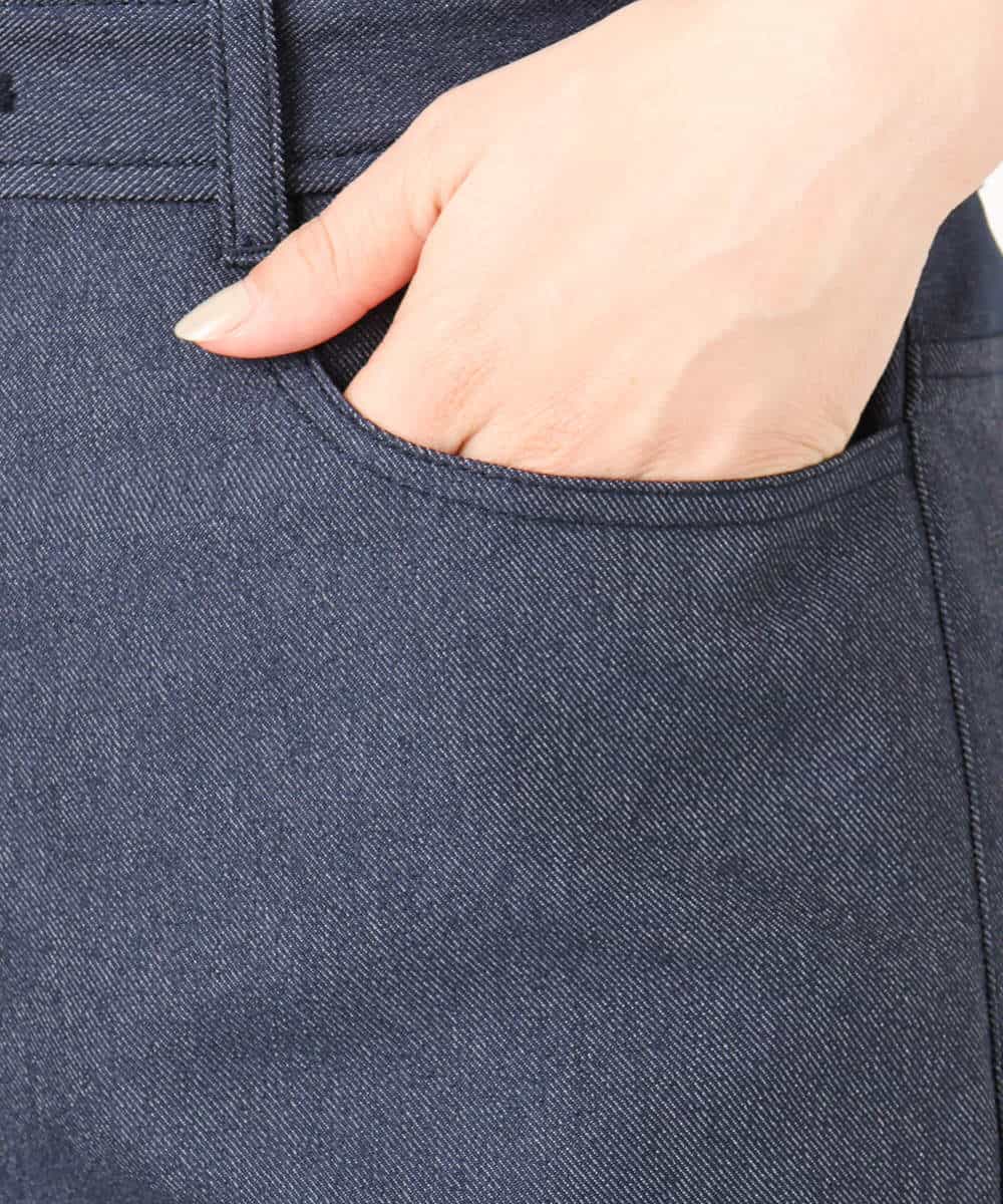 FKLGD27160 MK MICHEL KLEIN(MK ミッシェルクラン) デニムライク ストレートワイドパンツ/洗える ネイビー