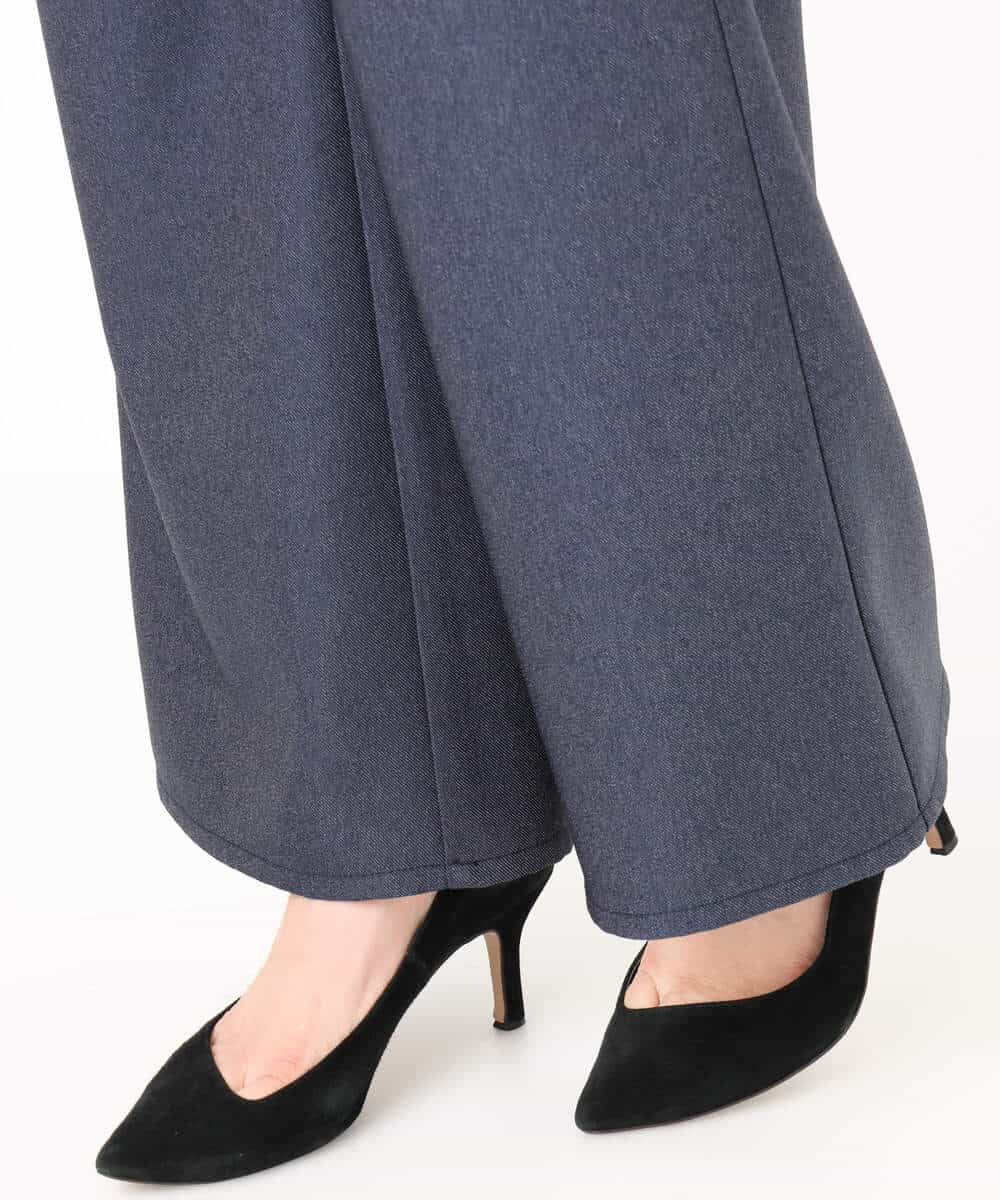 FKLGD27160 MK MICHEL KLEIN(MK ミッシェルクラン) デニムライク ストレートワイドパンツ/洗える ネイビー