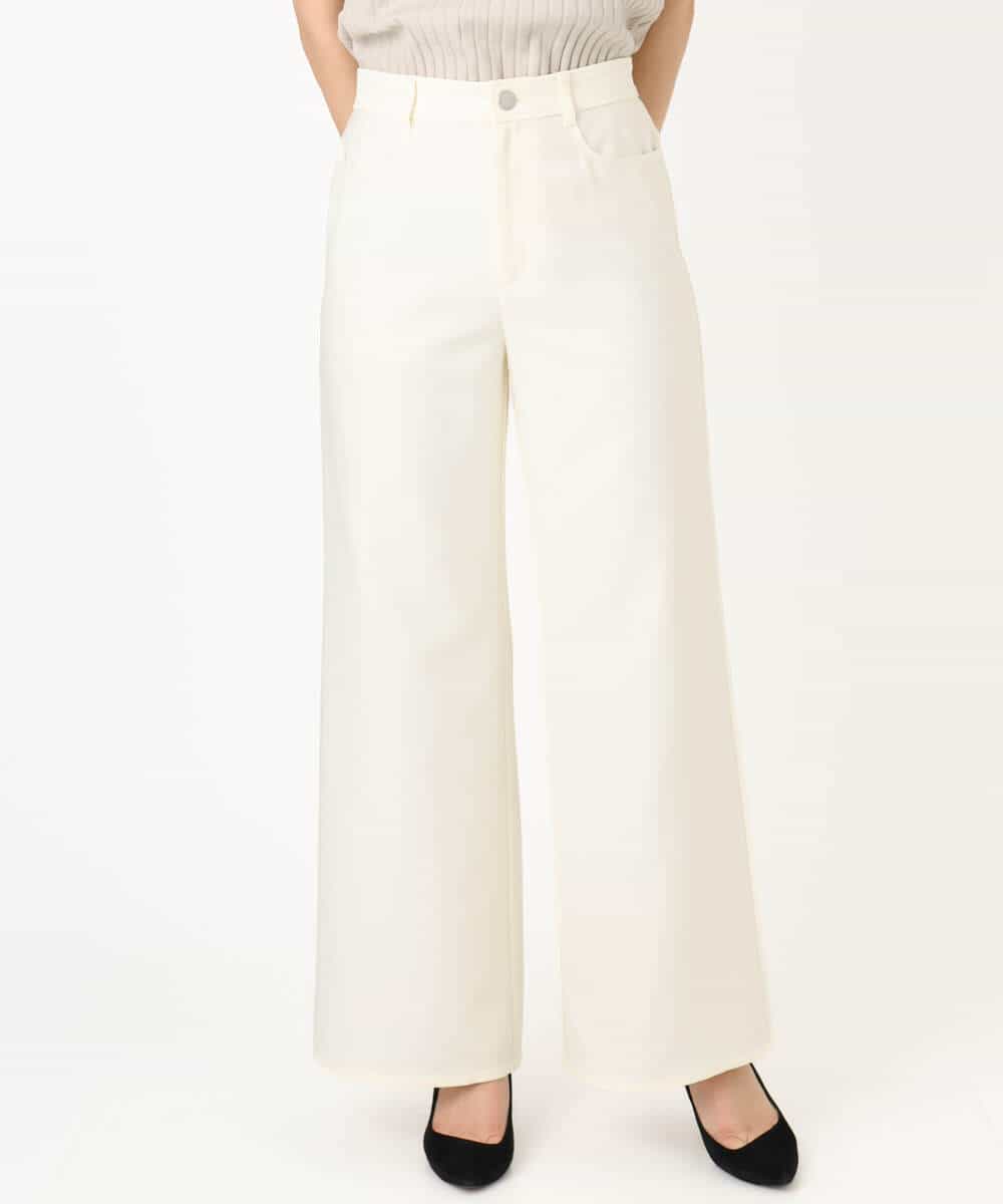 FKLGD27160 MK MICHEL KLEIN(MK ミッシェルクラン) デニムライク ストレートワイドパンツ/洗える ネイビー