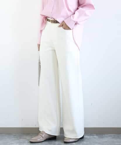 FKLGD27160 MK MICHEL KLEIN デニムライク ストレートワイドパンツ/洗える