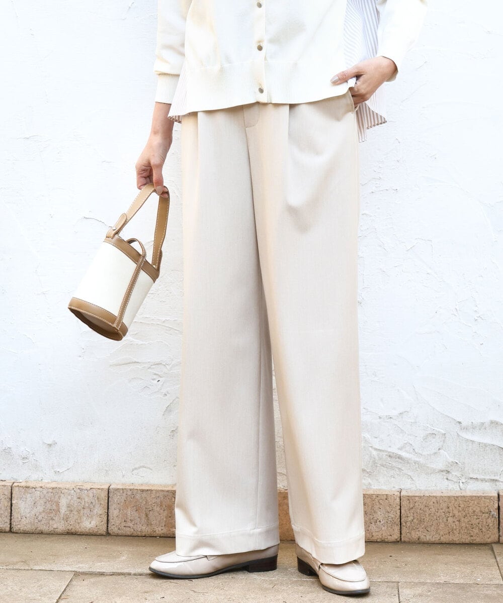 FKLGD30160 MK MICHEL KLEIN(MK ミッシェルクラン) [SANAGARAシリーズ]デニムライク ワイドパンツ/接触冷感/UVカット/洗える ネイビー