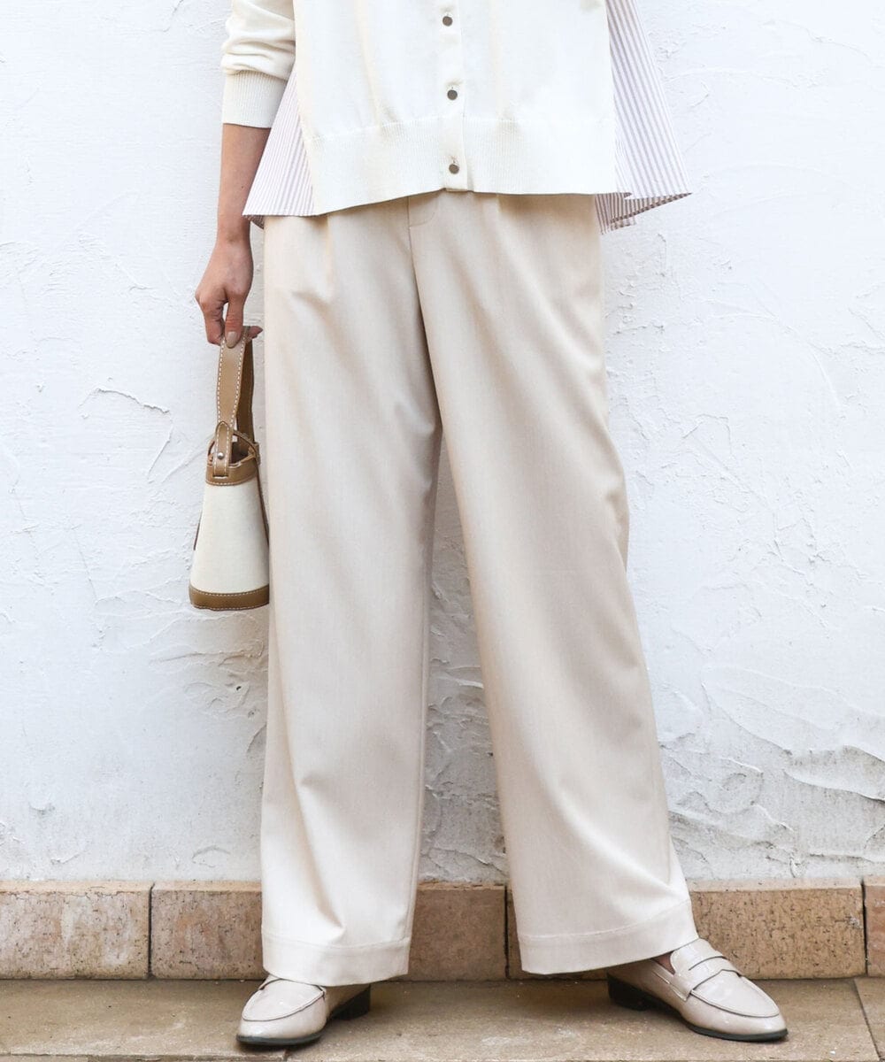 FKLGD30160 MK MICHEL KLEIN(MK ミッシェルクラン) [SANAGARAシリーズ]デニムライク ワイドパンツ/接触冷感/UVカット/洗える ベージュ