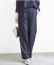 FKLGD30160 MK MICHEL KLEIN(MK ミッシェルクラン) [SANAGARAシリーズ]デニムライク ワイドパンツ/接触冷感/UVカット/洗える ネイビー