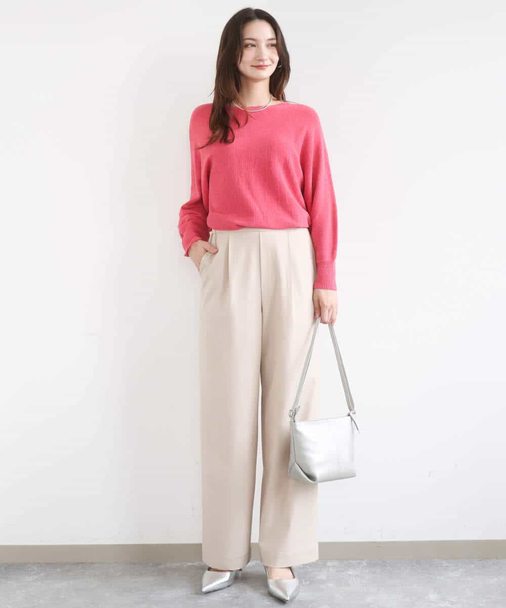 FKLGD30160 MK MICHEL KLEIN(MK ミッシェルクラン) [SANAGARAシリーズ]デニムライク ワイドパンツ/接触冷感/UVカット/洗える ネイビー