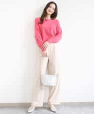 FKLGD30160 MK MICHEL KLEIN(MK ミッシェルクラン) [SANAGARAシリーズ]デニムライク ワイドパンツ/接触冷感/UVカット/洗える ネイビー