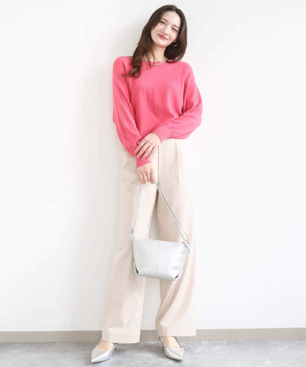 FKLGD30160 MK MICHEL KLEIN(MK ミッシェルクラン) [SANAGARAシリーズ]デニムライク ワイドパンツ/接触冷感/UVカット/洗える ネイビー