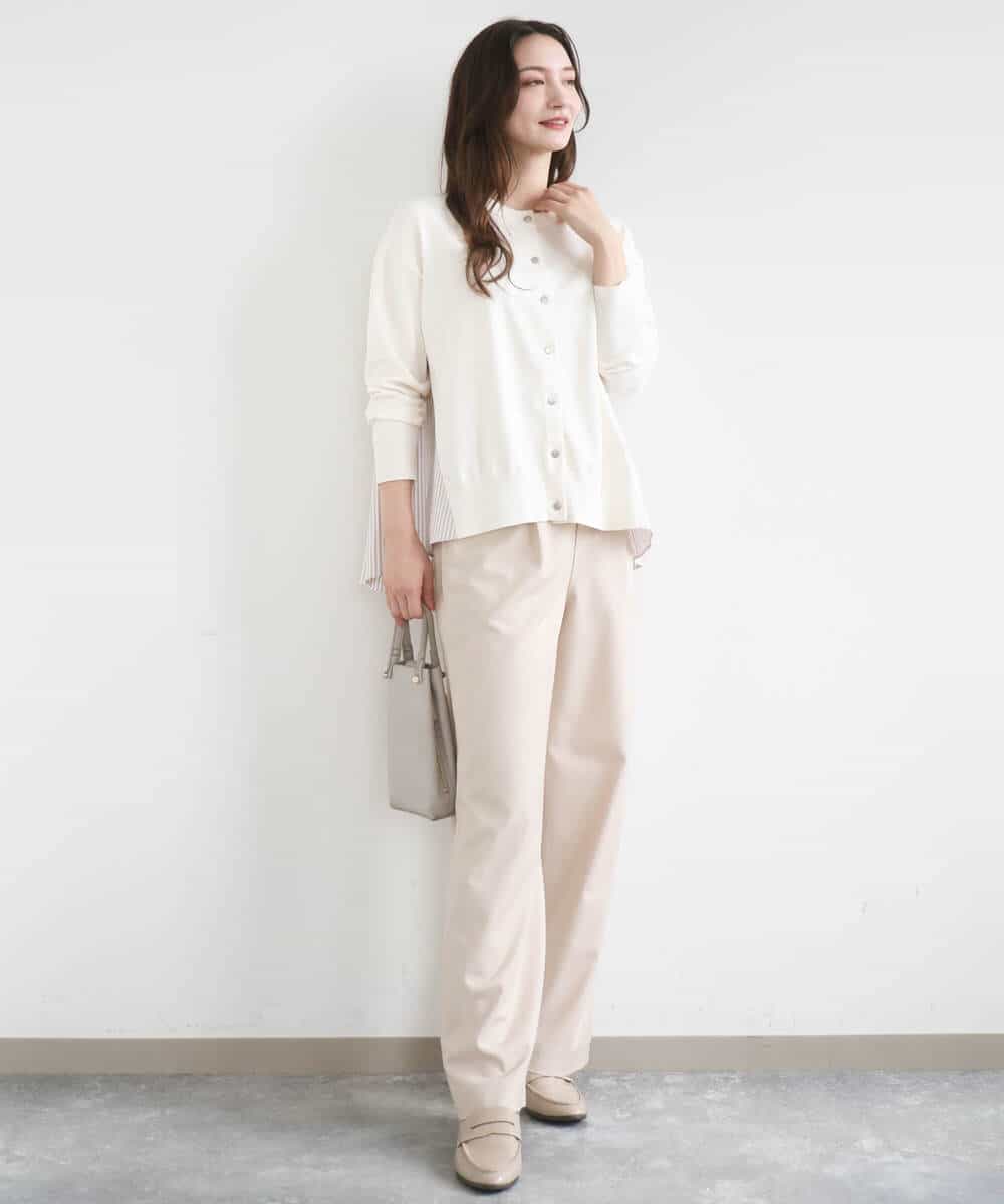 FKLGD30160 MK MICHEL KLEIN(MK ミッシェルクラン) [SANAGARAシリーズ]デニムライク ワイドパンツ/接触冷感/UVカット/洗える ネイビー