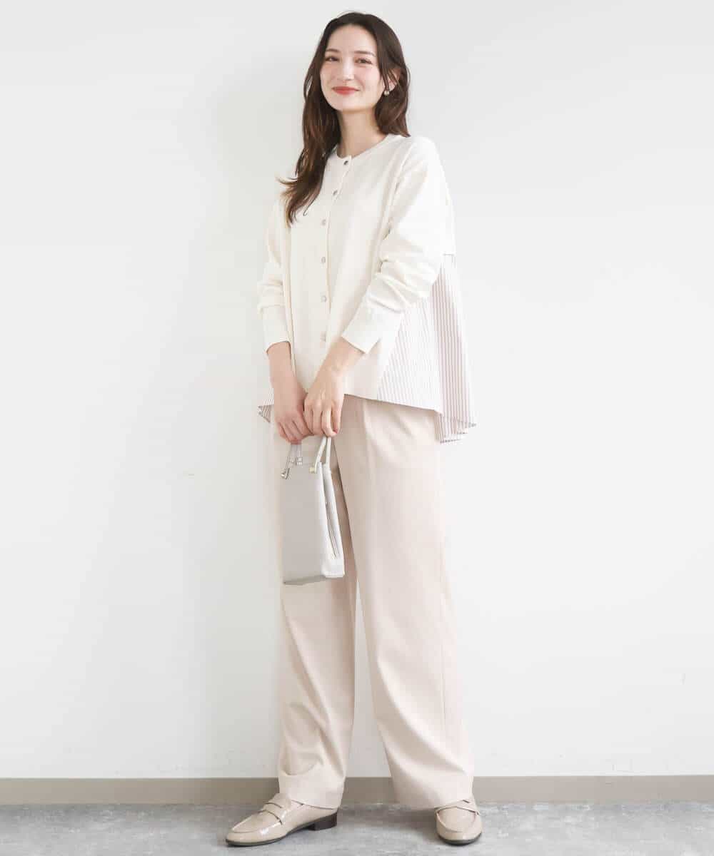 FKLGD30160 MK MICHEL KLEIN(MK ミッシェルクラン) [SANAGARAシリーズ]デニムライク ワイドパンツ/接触冷感/UVカット/洗える ネイビー