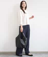 FKLGD30160 MK MICHEL KLEIN(MK ミッシェルクラン) [SANAGARAシリーズ]デニムライク ワイドパンツ/接触冷感/UVカット/洗える ネイビー