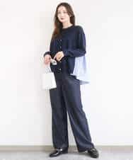 FKLGD30160 MK MICHEL KLEIN(MK ミッシェルクラン) [SANAGARAシリーズ]デニムライク ワイドパンツ/接触冷感/UVカット/洗える ネイビー