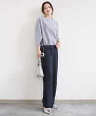 FKLGD30160 MK MICHEL KLEIN(MK ミッシェルクラン) [SANAGARAシリーズ]デニムライク ワイドパンツ/接触冷感/UVカット/洗える ネイビー