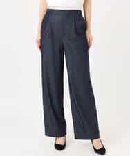 FKLGD30160 MK MICHEL KLEIN(MK ミッシェルクラン) [SANAGARAシリーズ]デニムライク ワイドパンツ/接触冷感/UVカット/洗える ネイビー