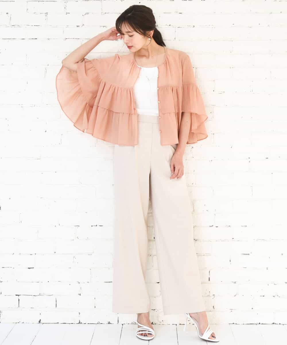 FKLGD30160 MK MICHEL KLEIN(MK ミッシェルクラン) [SANAGARAシリーズ]デニムライク ワイドパンツ/接触冷感/UVカット/洗える ネイビー