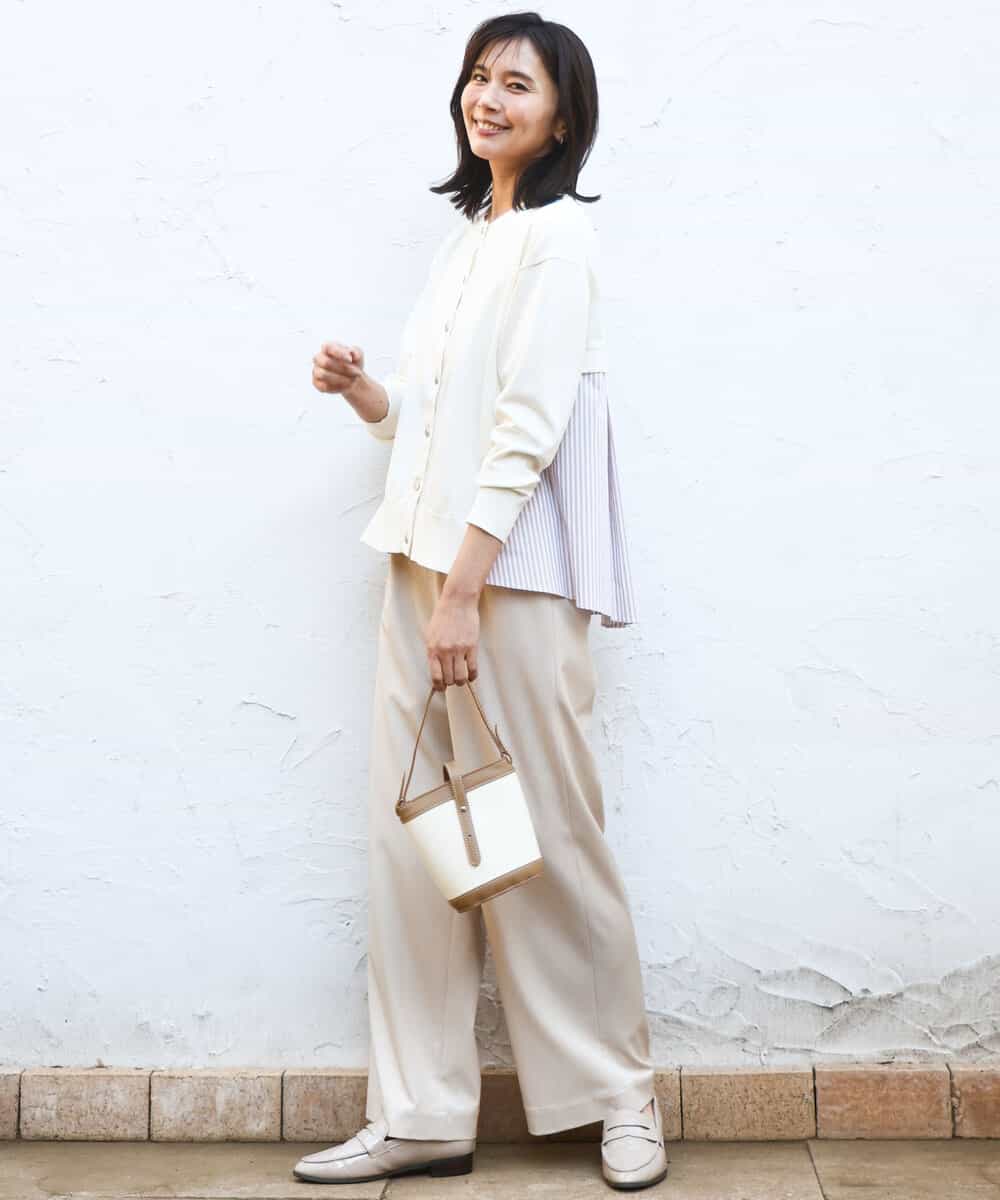 FKLGD30160 MK MICHEL KLEIN(MK ミッシェルクラン) [SANAGARAシリーズ]デニムライク ワイドパンツ/接触冷感/UVカット/洗える ネイビー