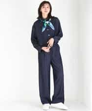 FKLGD30160 MK MICHEL KLEIN(MK ミッシェルクラン) [SANAGARAシリーズ]デニムライク ワイドパンツ/接触冷感/UVカット/洗える ネイビー