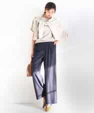 FKLGD30160 MK MICHEL KLEIN(MK ミッシェルクラン) [SANAGARAシリーズ]デニムライク ワイドパンツ/接触冷感/UVカット/洗える ネイビー