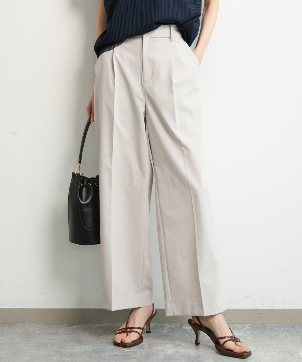 FKLGD34170 MK MICHEL KLEIN(MK ミッシェルクラン) [イージーケア/洗える]ドライタッチストレッチ ワイドパンツ グレージュ