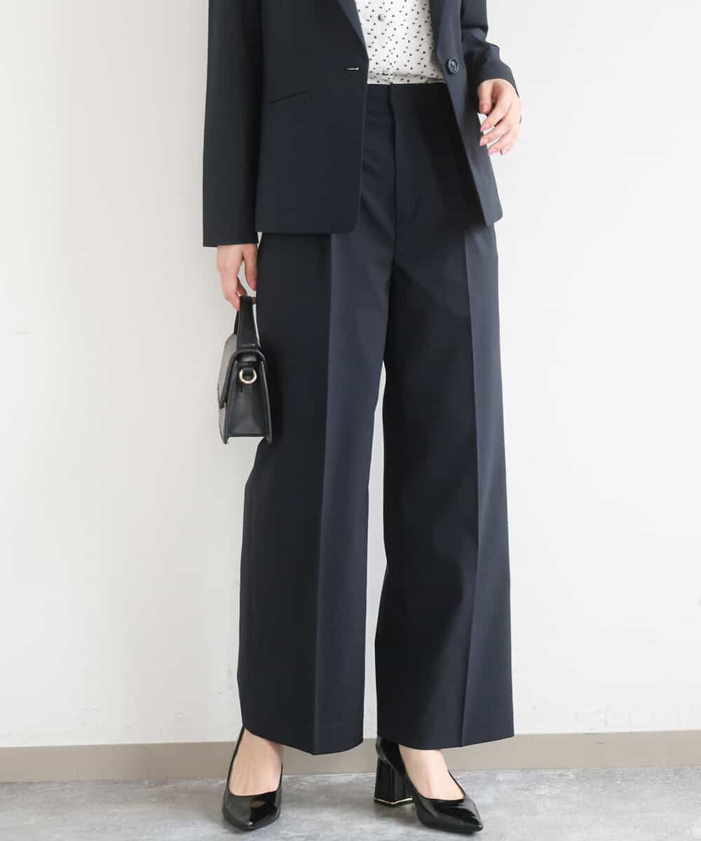 FKLGD34170 MK MICHEL KLEIN(MK ミッシェルクラン) ドライタッチストレッチ ワイドパンツ/イージーケア/洗える ネイビー