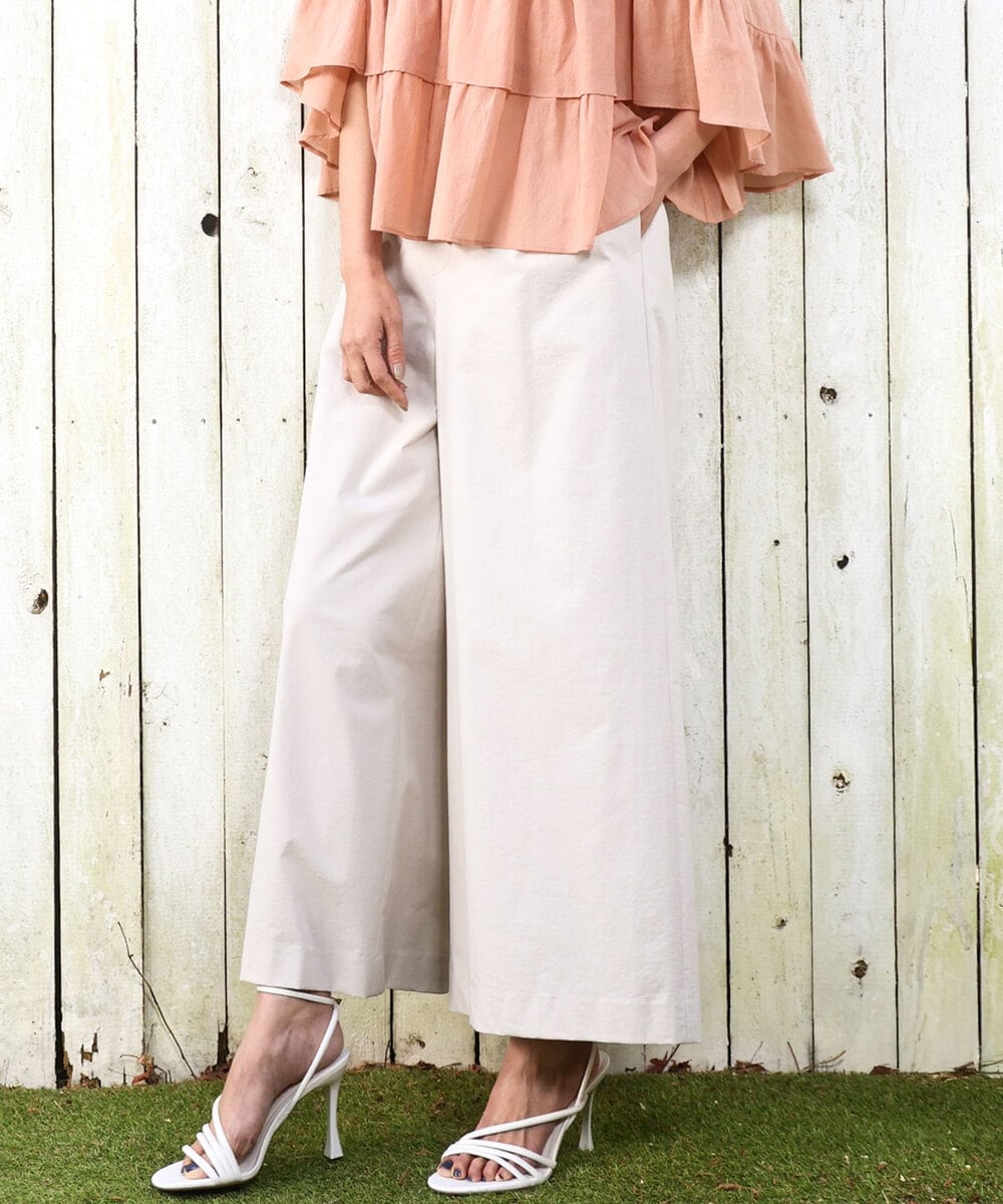 FKLGD36170 MK MICHEL KLEIN(MK ミッシェルクラン) [撥水/洗える]ストレッチツイル プルオンワイドパンツ ベージュ