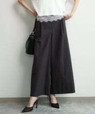 FKLGD36170 MK MICHEL KLEIN(MK ミッシェルクラン) [撥水/洗える]ストレッチツイル プルオンワイドパンツ ベージュ