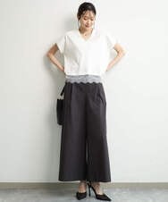 FKLGD36170 MK MICHEL KLEIN(MK ミッシェルクラン) [撥水/洗える]ストレッチツイル プルオンワイドパンツ ベージュ