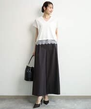 FKLGD36170 MK MICHEL KLEIN(MK ミッシェルクラン) [撥水/洗える]ストレッチツイル プルオンワイドパンツ ベージュ