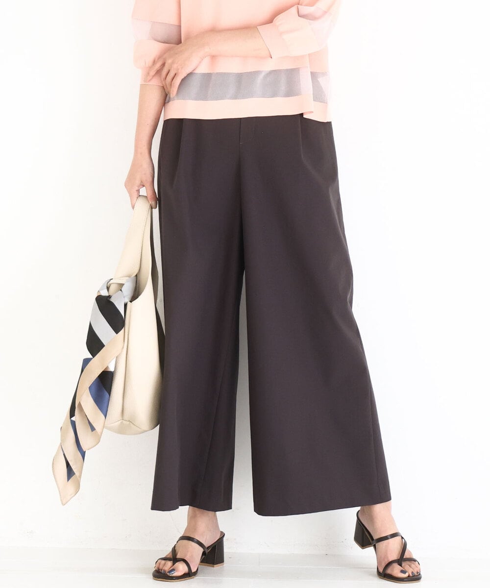 FKLGD36170 MK MICHEL KLEIN(MK ミッシェルクラン) [撥水/洗える]ストレッチツイル プルオンワイドパンツ ブラウン