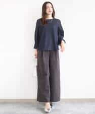 FKLGD36170 MK MICHEL KLEIN(MK ミッシェルクラン) ストレッチツイル プルオンワイドパンツ/撥水/洗える ベージュ