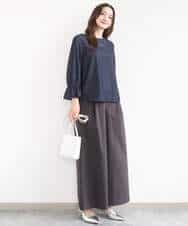 FKLGD36170 MK MICHEL KLEIN(MK ミッシェルクラン) ストレッチツイル プルオンワイドパンツ/撥水/洗える ベージュ