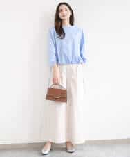 FKLGD36170 MK MICHEL KLEIN(MK ミッシェルクラン) ストレッチツイル プルオンワイドパンツ/撥水/洗える ベージュ