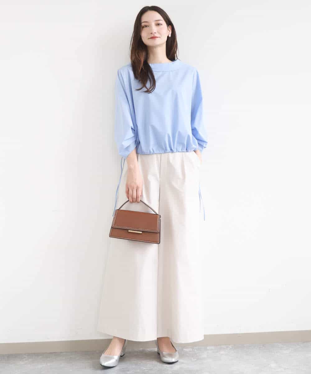 FKLGD36170 MK MICHEL KLEIN(MK ミッシェルクラン) ストレッチツイル プルオンワイドパンツ/撥水/洗える ベージュ