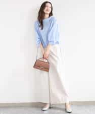 FKLGD36170 MK MICHEL KLEIN(MK ミッシェルクラン) ストレッチツイル プルオンワイドパンツ/撥水/洗える ベージュ