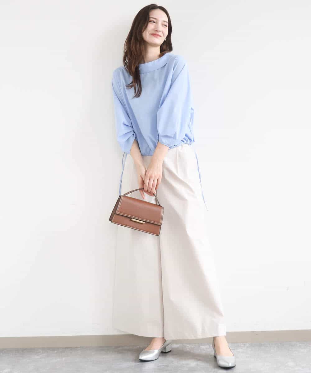 FKLGD36170 MK MICHEL KLEIN(MK ミッシェルクラン) ストレッチツイル プルオンワイドパンツ/撥水/洗える ベージュ