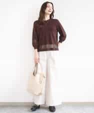 FKLGD36170 MK MICHEL KLEIN(MK ミッシェルクラン) ストレッチツイル プルオンワイドパンツ/撥水/洗える ベージュ