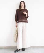 FKLGD36170 MK MICHEL KLEIN(MK ミッシェルクラン) ストレッチツイル プルオンワイドパンツ/撥水/洗える ベージュ